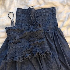 Madewell Smocked Denim Set